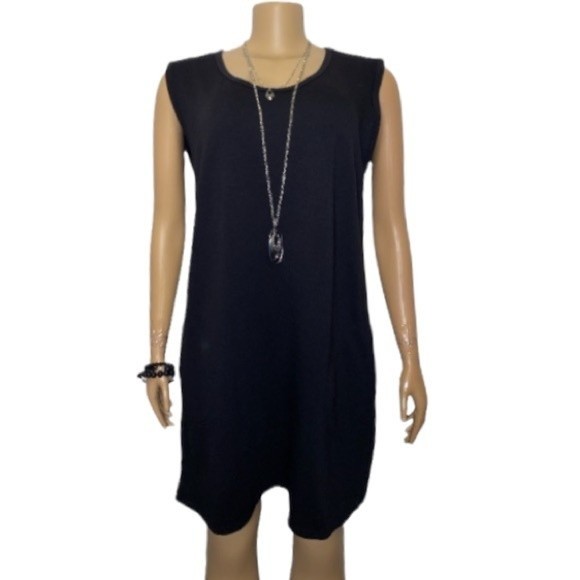 Serra Black Sleeveless Jumper dress pockets midweight Sweatshirt Fabric size XL - Picture 2 of 13